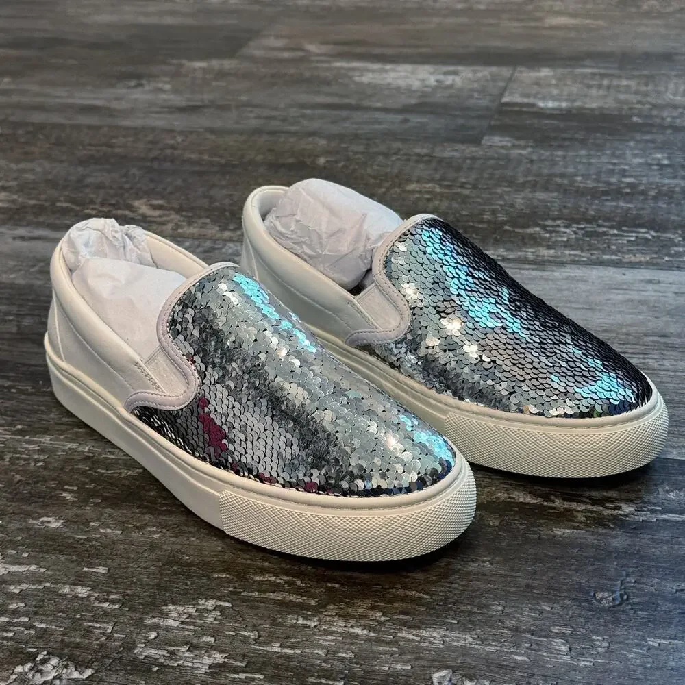Tory Burch Carter Slip-On Shoes Womens 6.5 Sequin Leather‎ Casual Sneakers NIB